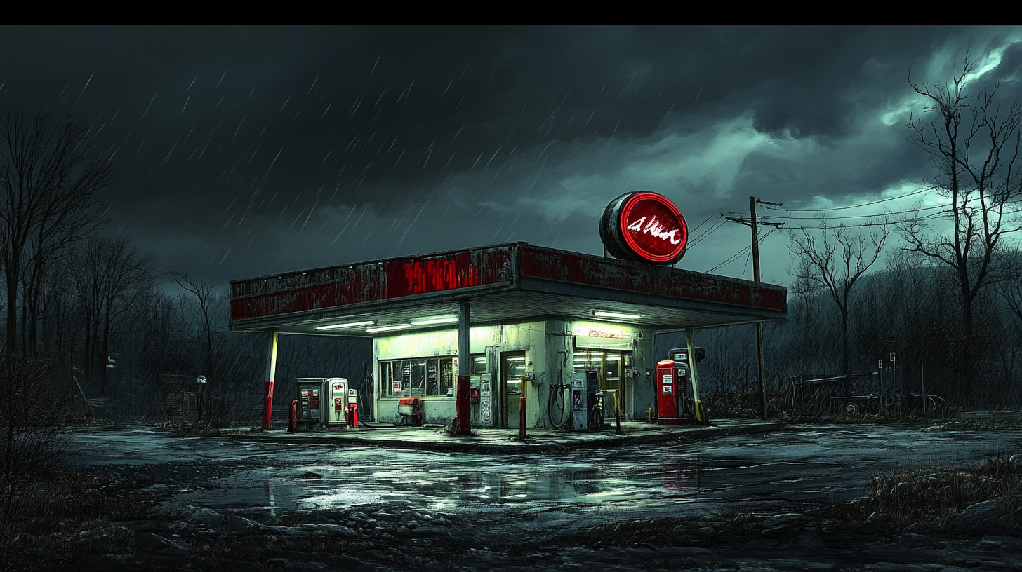 Photorealistic AI Wallpaper: Abandoned Gas Station Theme