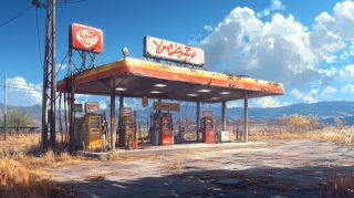 Stunning 1920x1080 Desktop Background of Old Gas Stations