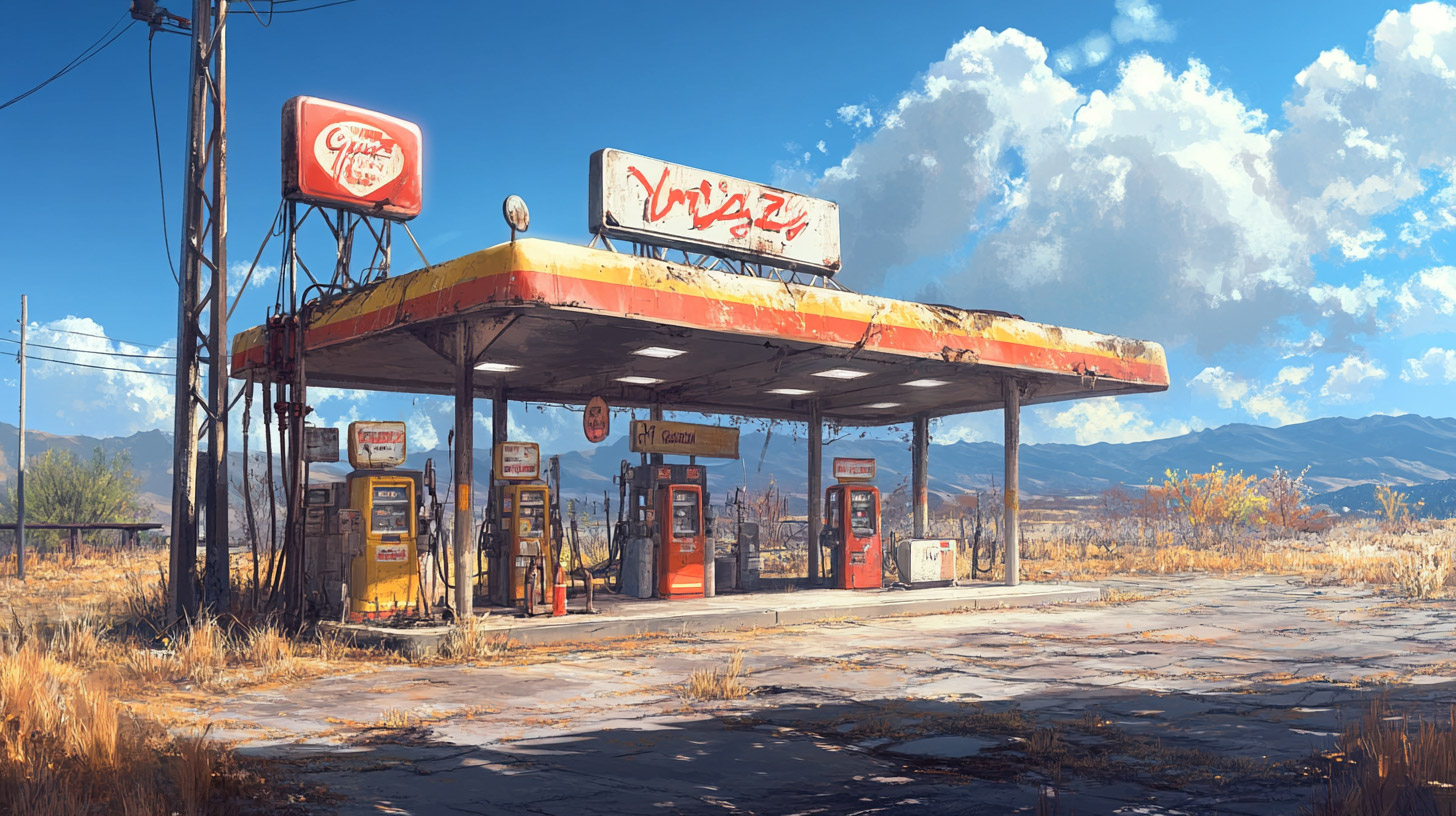 Stunning 1920x1080 Desktop Background of Old Gas Stations