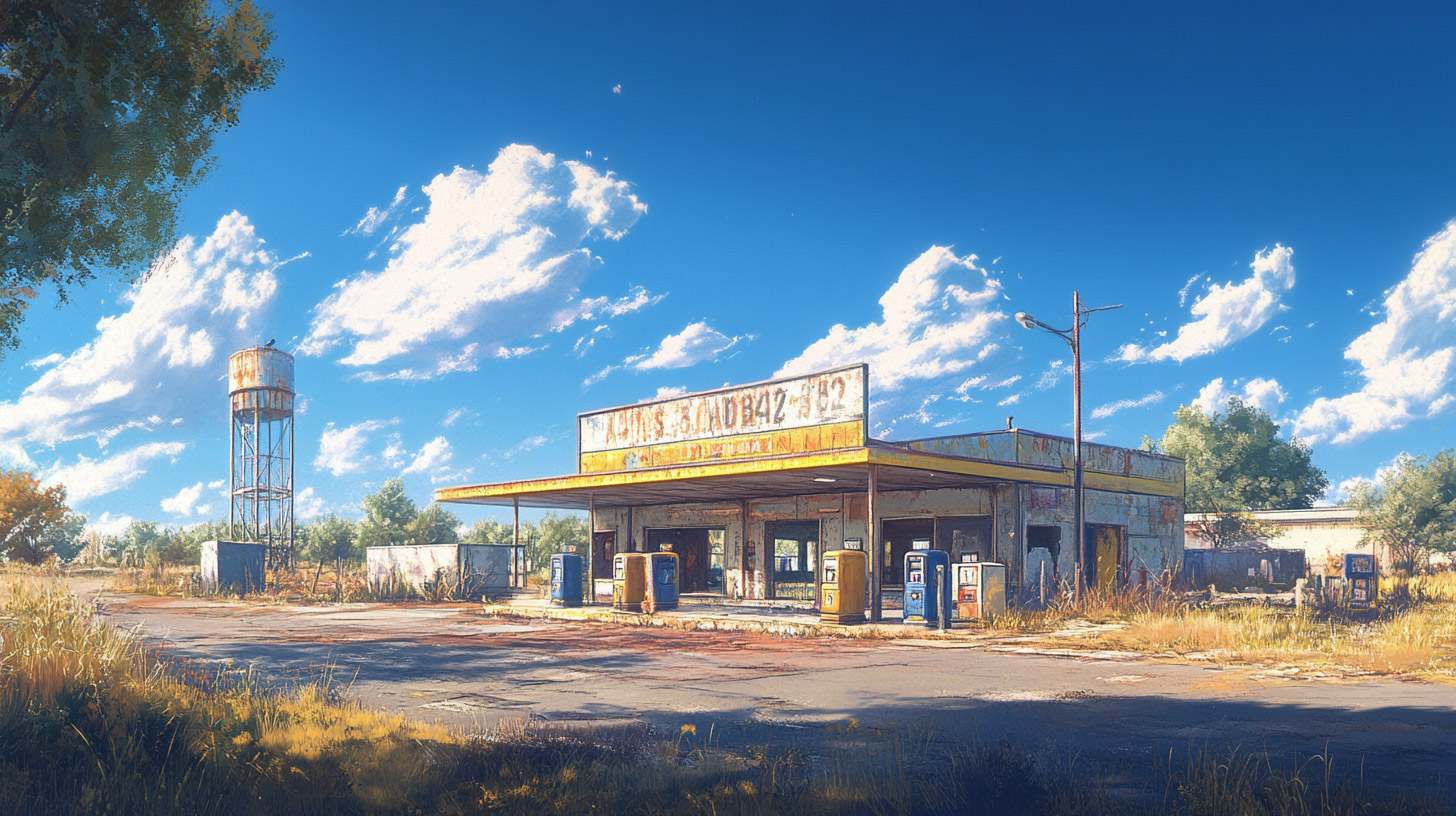 16:9 Abandoned Gas Station HD Wallpaper for PCs