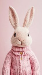 Stunning Pink Bunny Digital Background for Mobile Devices