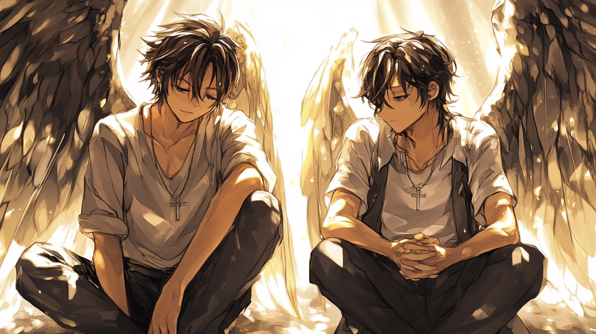 Digital Background: Angel and Damon Anime in Ultra HD