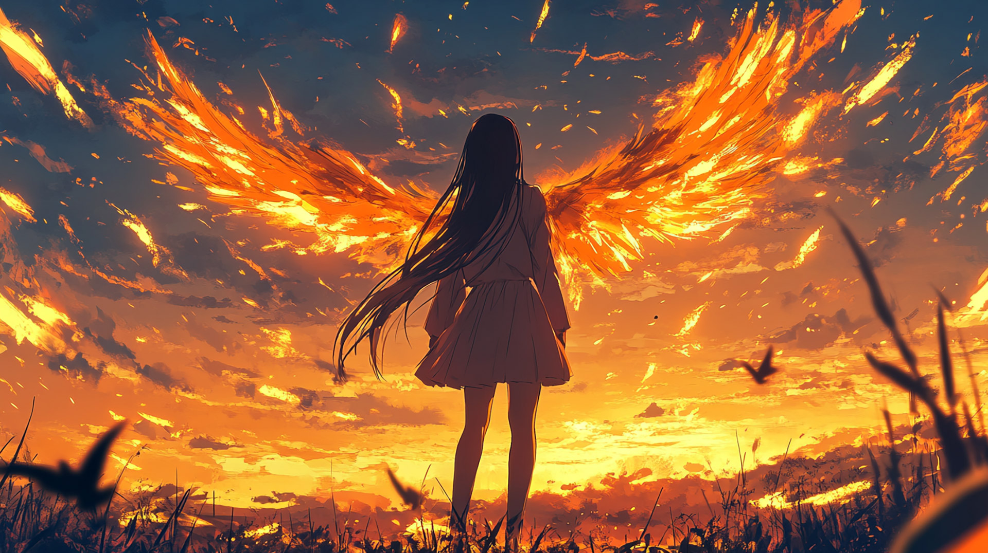 Anime Angel Digital Background: Beautiful Wallpaper for Desktop