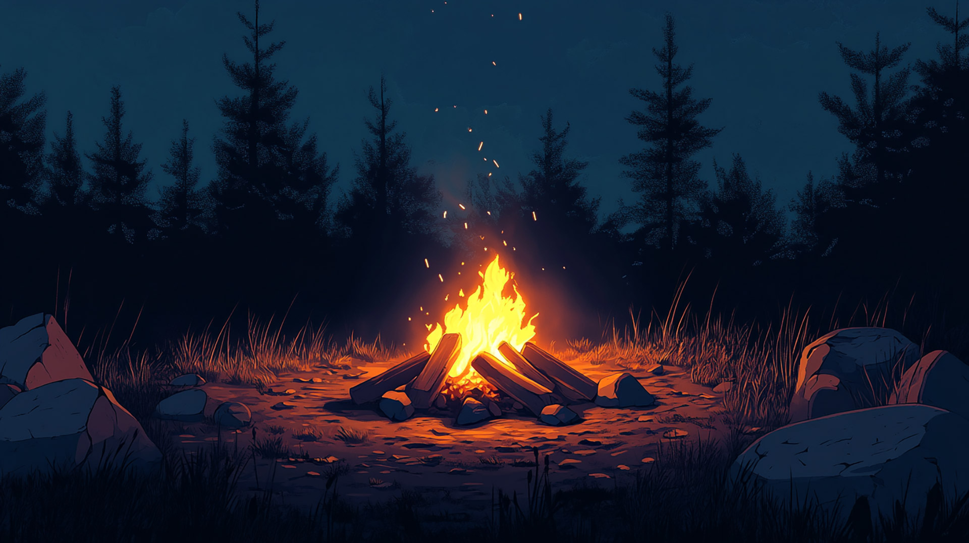 Anime Campfire HD Pics: Perfect 16:9 Desktop Wallpaper