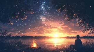 Exquisite Anime Campfire Digital Background: Free Download