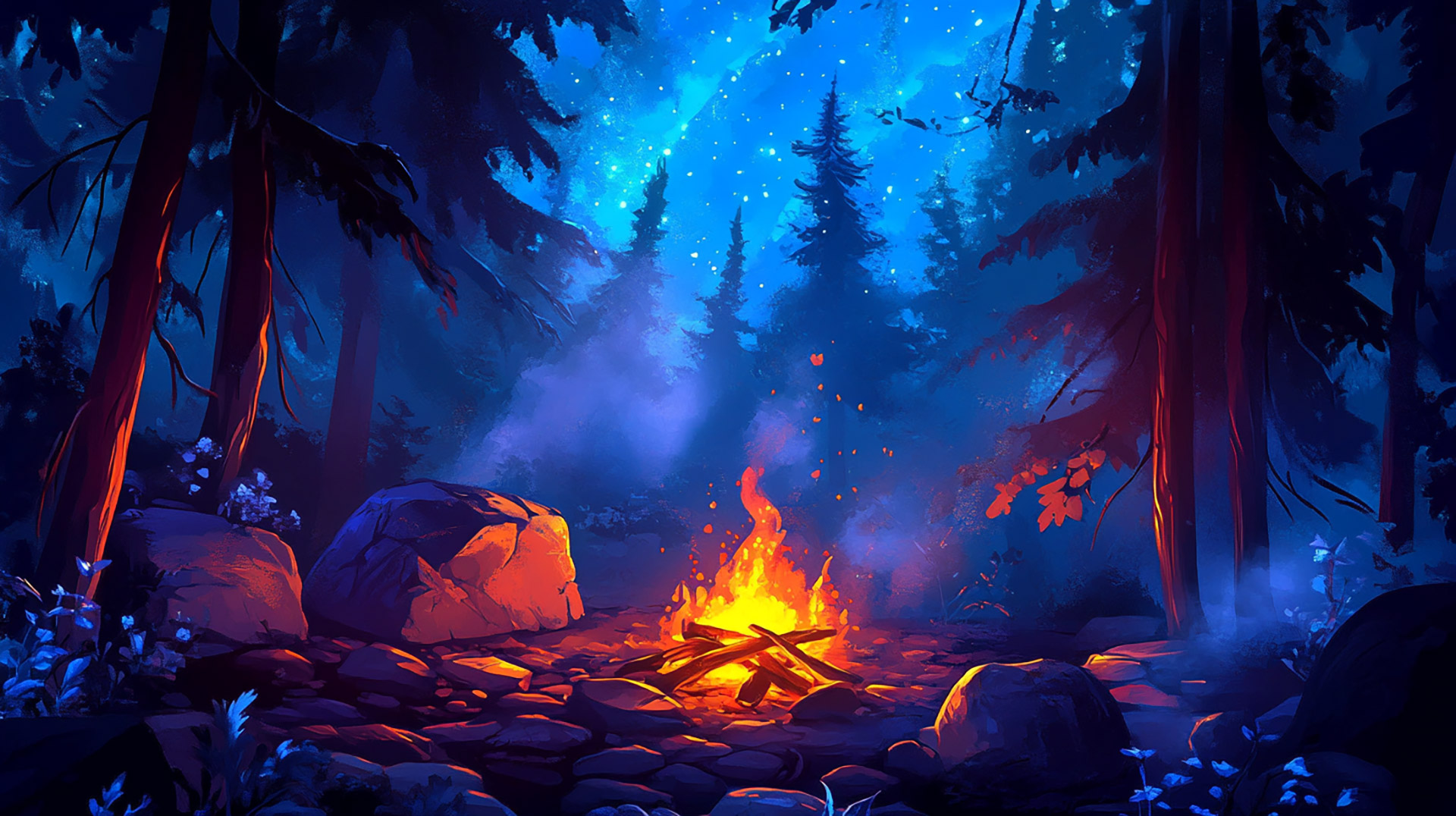 Download High-Resolution Anime Campfire Pictures for Desktop