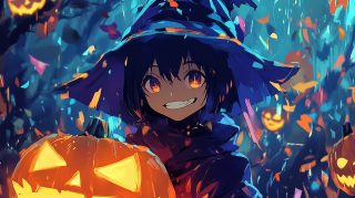 High-Quality HD Wallpaper: Anime Halloween Desktop Background