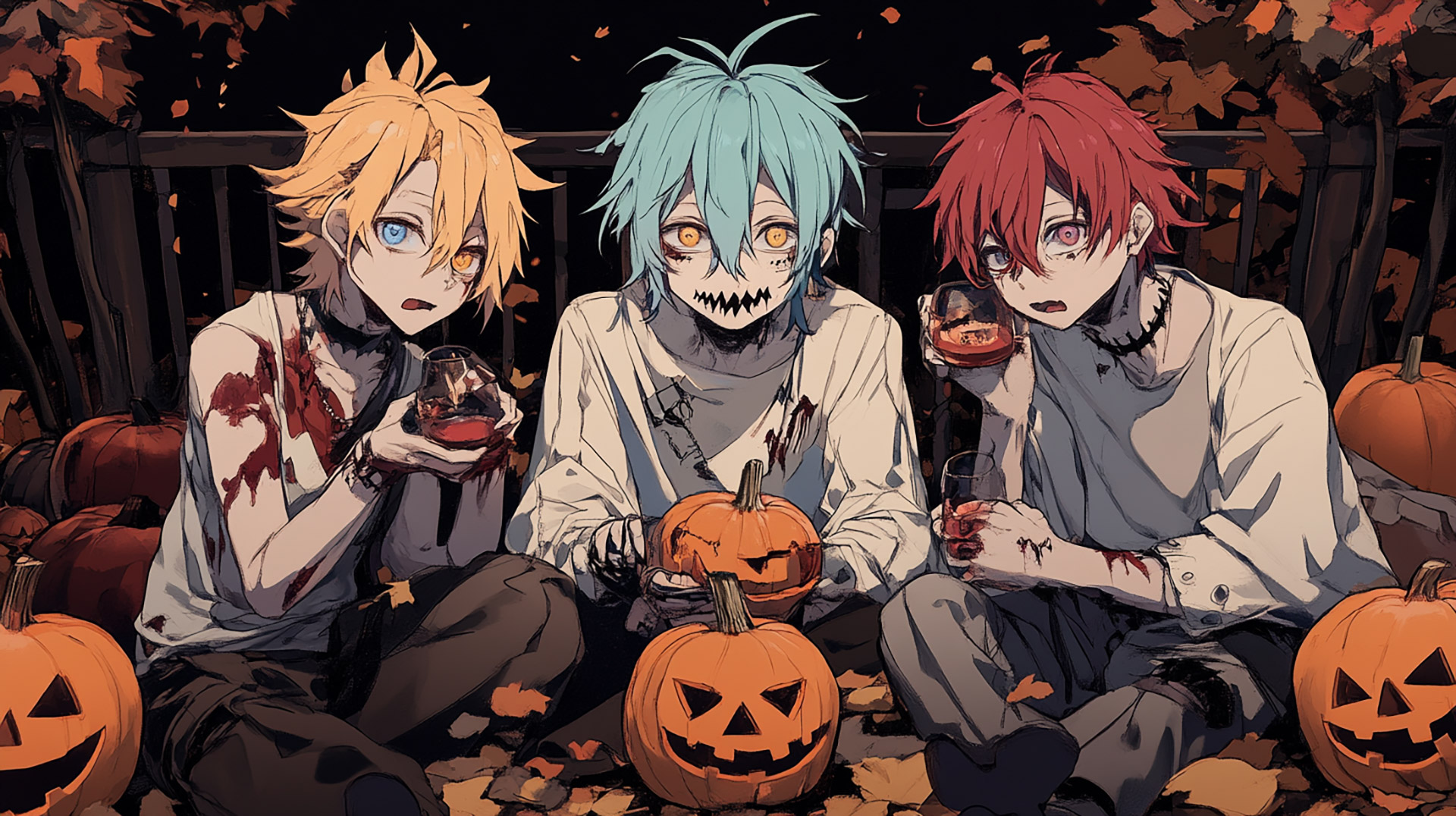 Unique Anime Halloween Digital Backgrounds: Free for Download