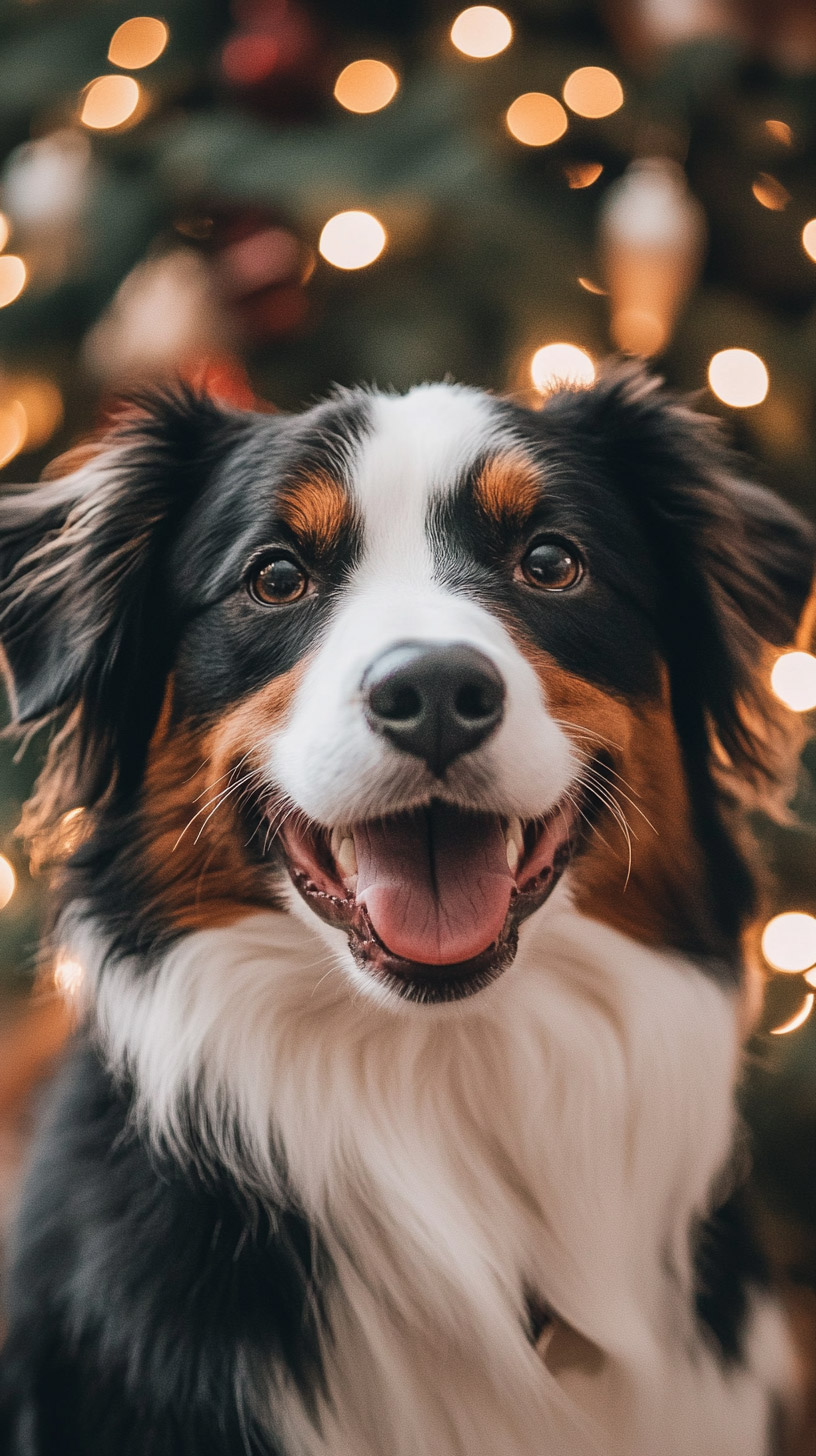 Free Mobile Wallpaper: Australian Shepherd Santa Picture