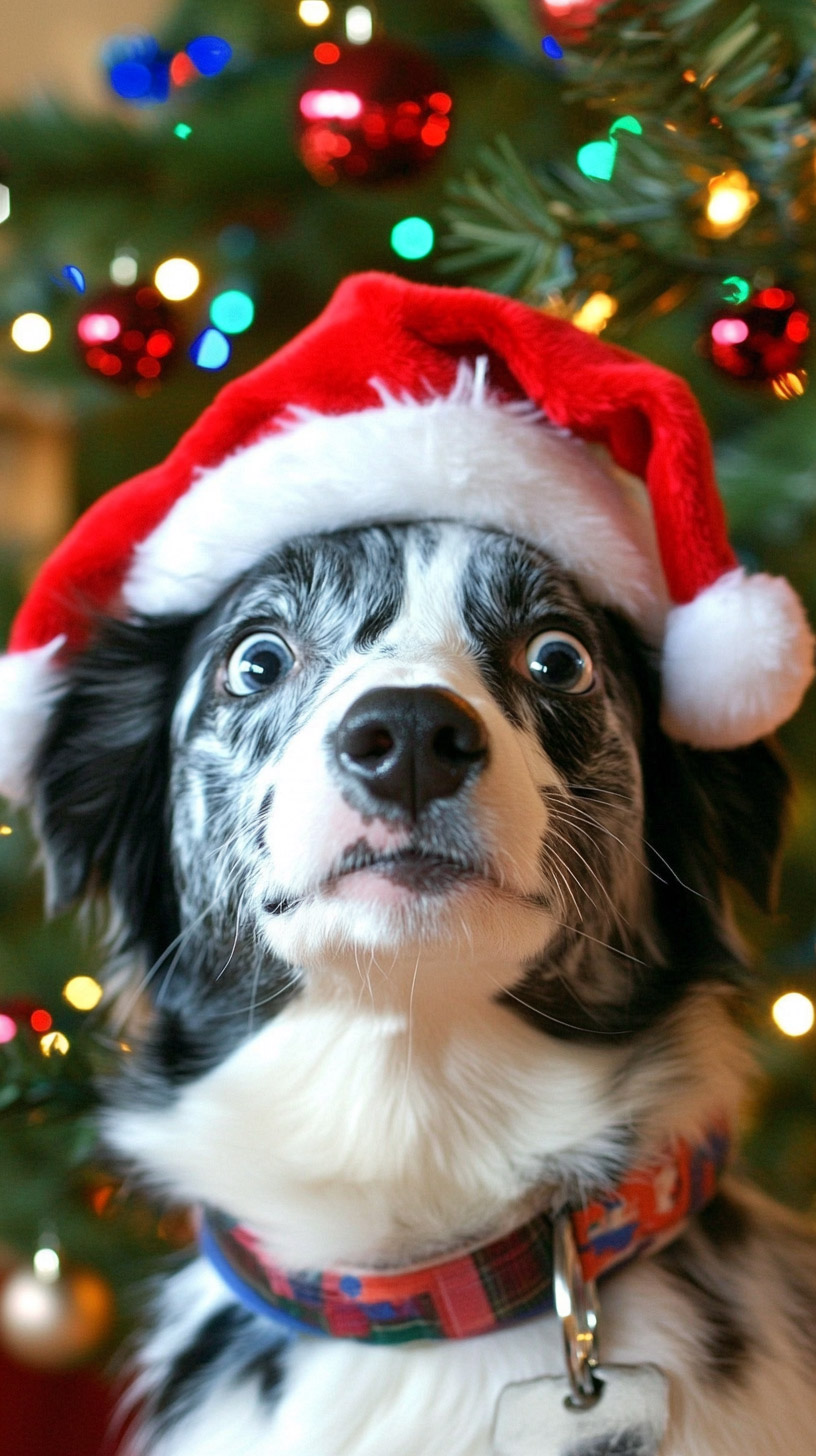 Create a Joyful Scene with Australian Shepherd Holiday Wallpaper