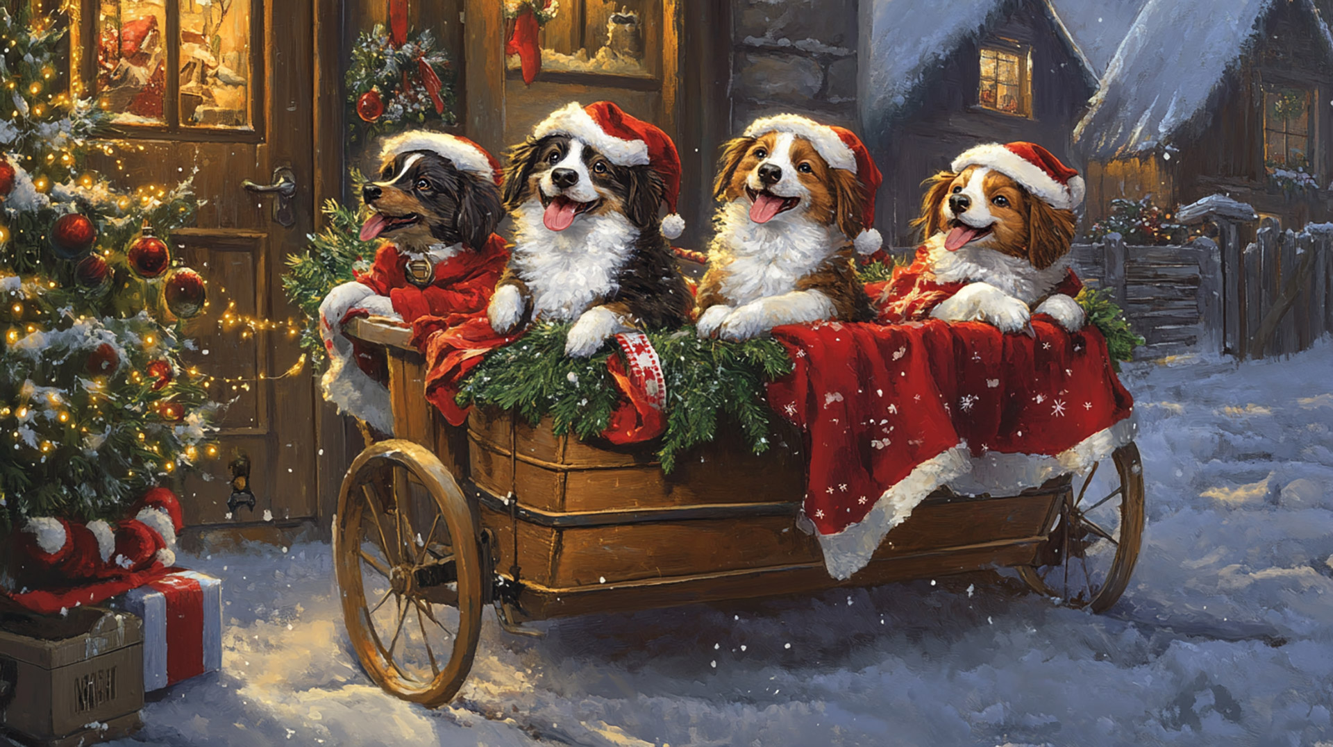 Pictures of Australian Shepherds in Holiday HD Wallpaper