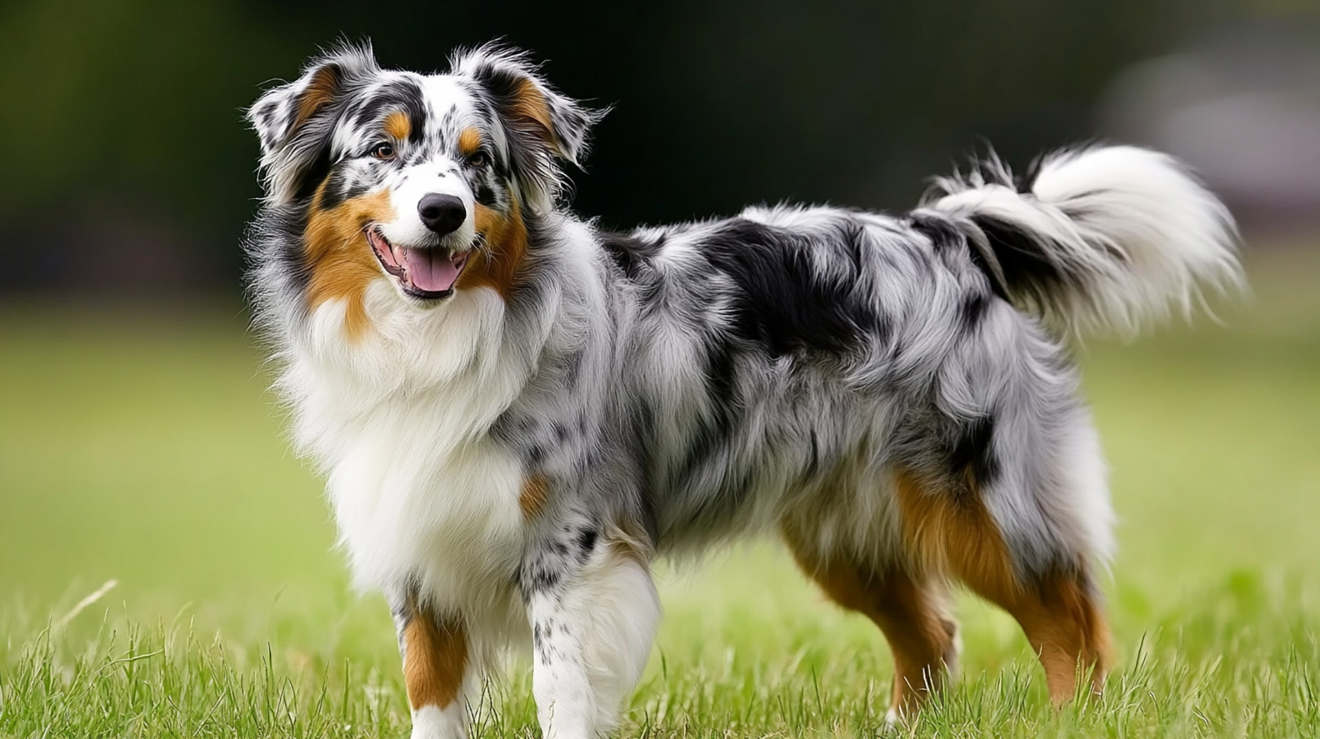 Lifelike AI Wallpaper Featuring Adorable Australian Shepherds