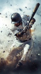 Stunning Baseball Player Digital Background for iPhone Users