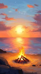 Vibrant Beach Campfire Images for Android Phones