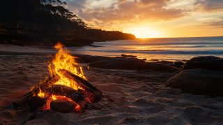 AI Wallpaper Collection: Beach Campfire HD Pics