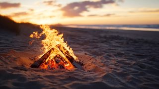 Vibrant 16:9 Beach Campfire HD Wallpaper to Download