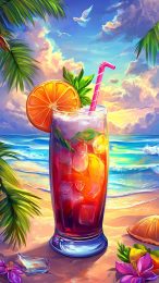 Stunning Beach Cocktail HD Mobile Wallpaper for iPhone