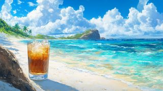 Vibrant AI Wallpaper: Beach Cocktails for Desktop