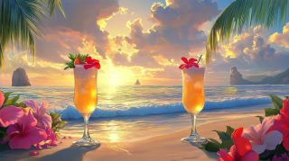 High-Definition Beach Cocktails: Perfect Desktop Background