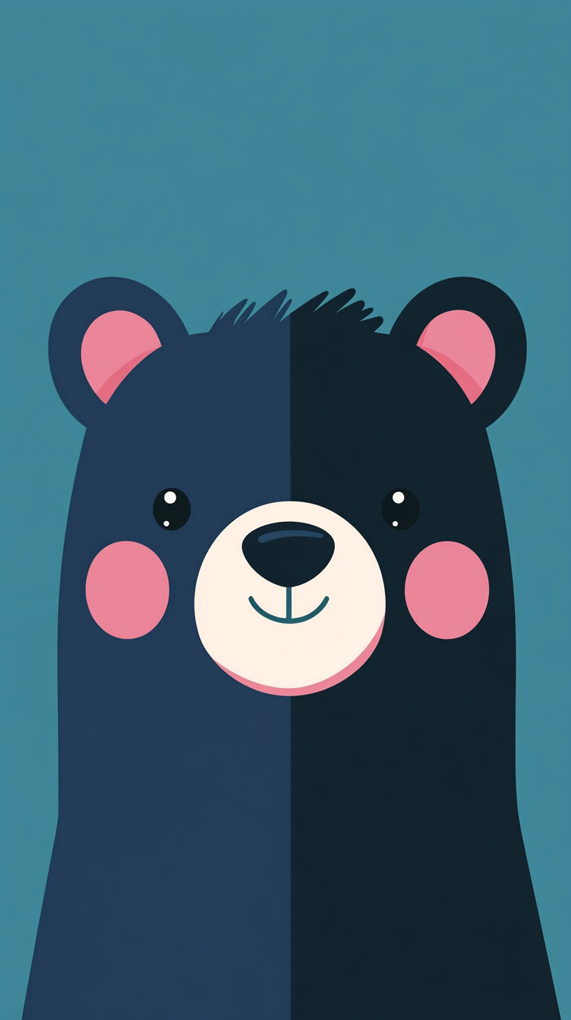 Adorable Bear Face Kawaii Mobile Wallpaper for iPhone