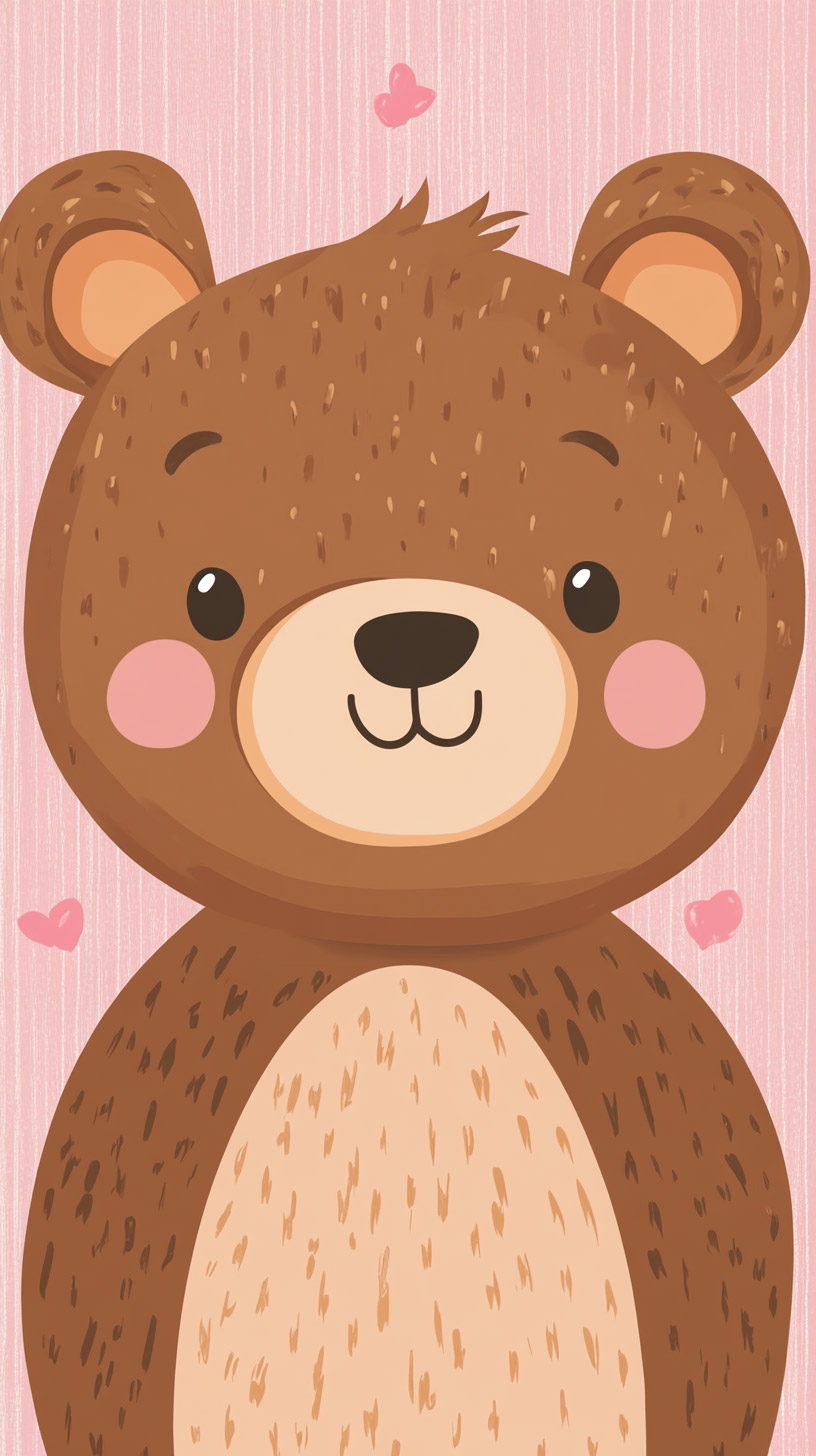 Bear Face Kawaii Phone Backgrounds in 9:16 Aspect Ratio