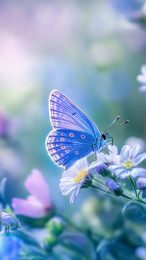 Digital Backgrounds: Beautiful Butterfly and Flower for iPhone