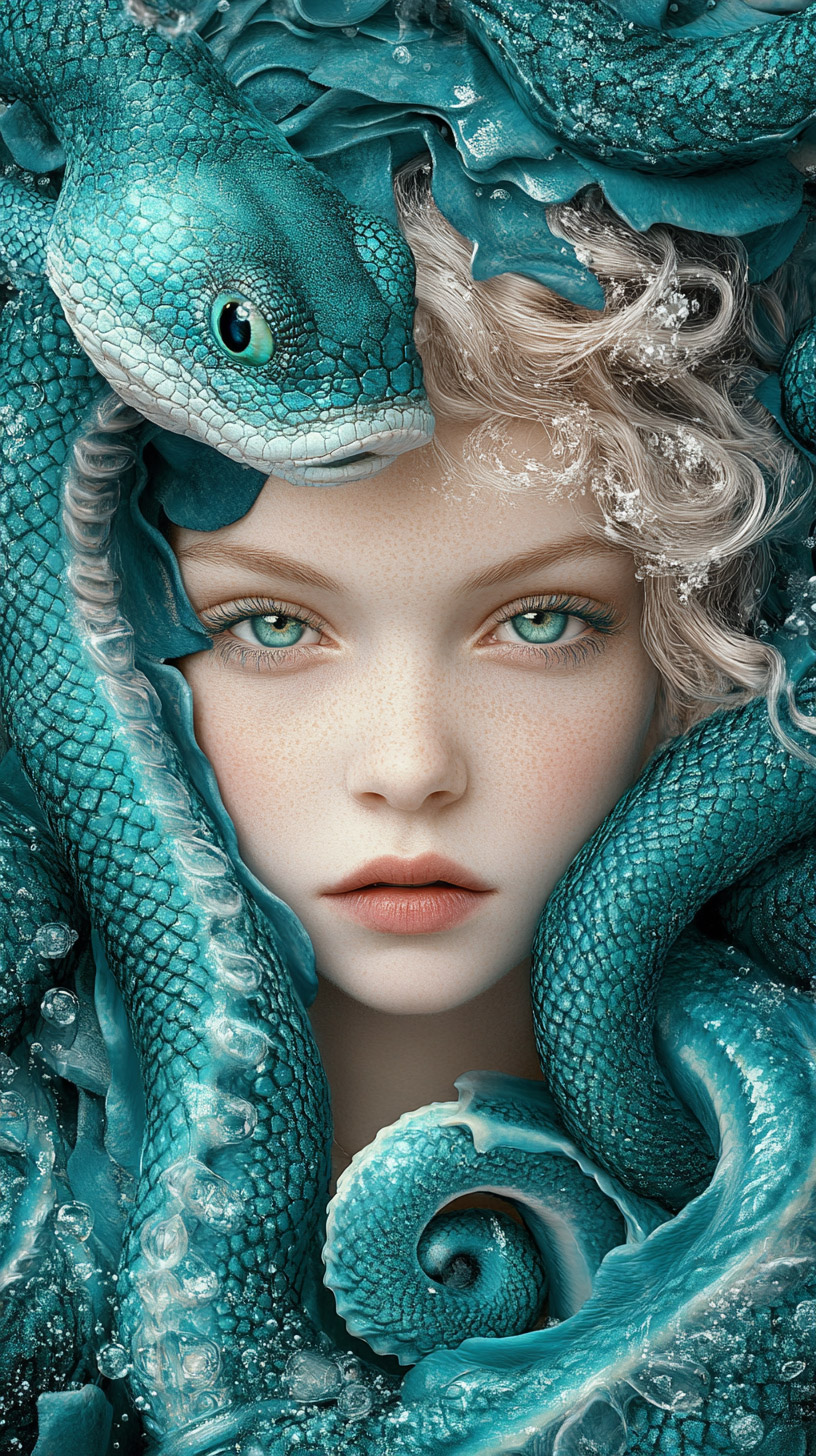 Vibrant Medusa Digital Wallpaper for Samsung Mobile