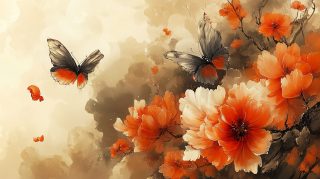 Free Download: Bird-Butterfly Flower Desktop Background