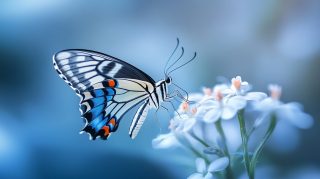 AI Wallpaper Creation: Black and Blue Butterfly Theme