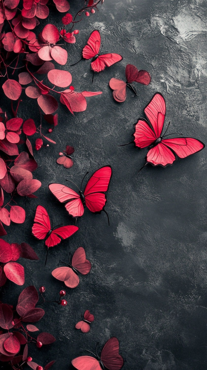 Stunning Black-and-Red Butterfly HD Mobile Wallpaper