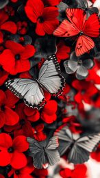 Digital Background of Black-and-Red Butterfly for Android