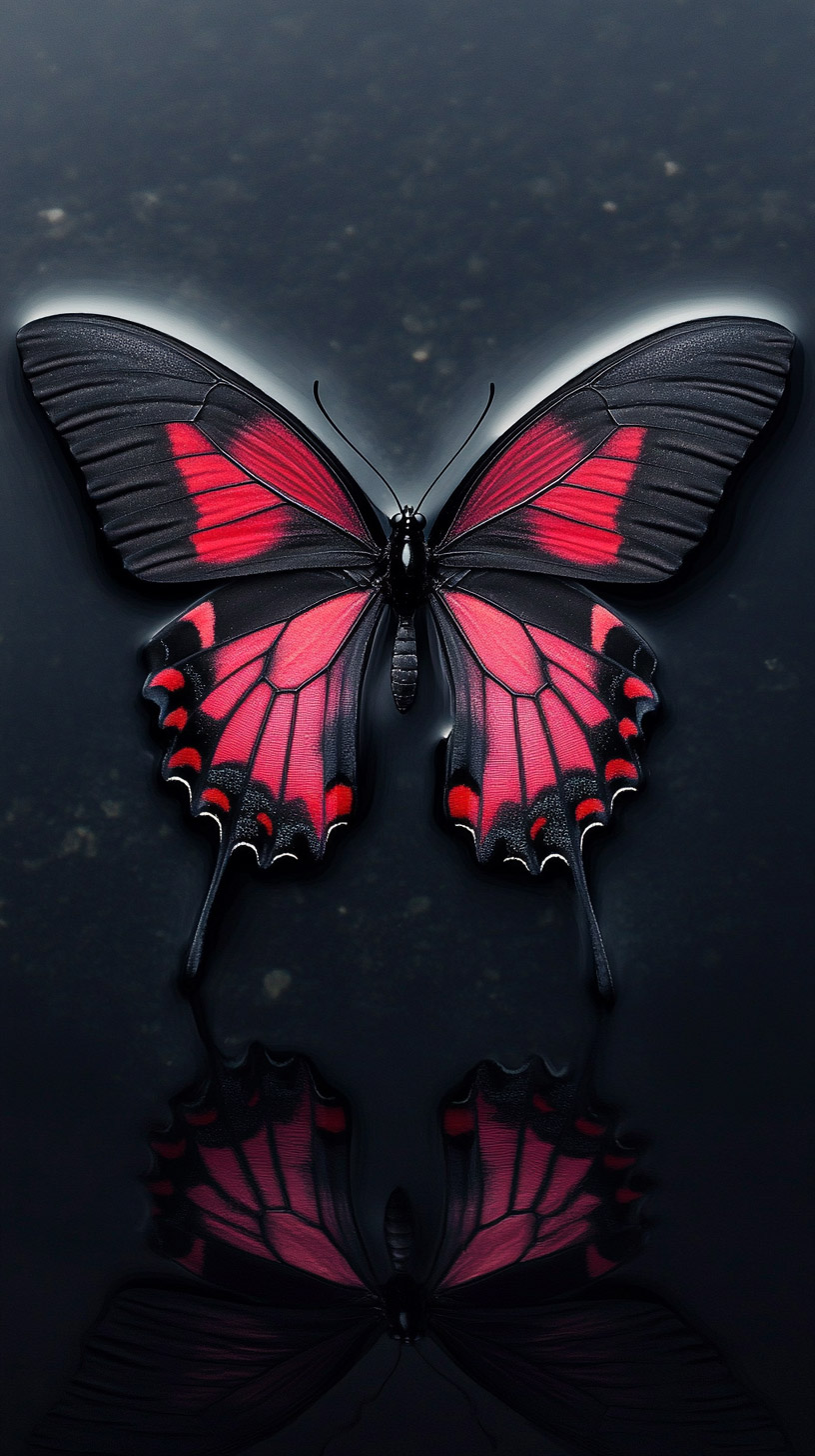 Beautiful Black-and-Red Butterfly Wallpaper for Your Phone