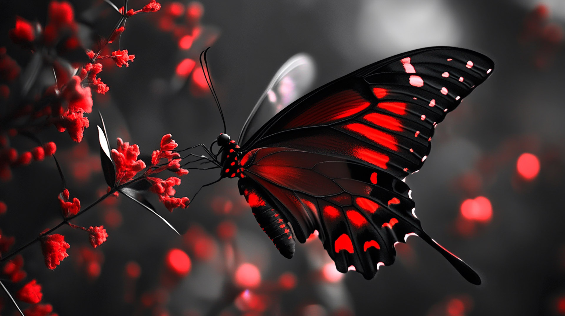 Black and Red Butterfly HD Wallpaper for Desktop