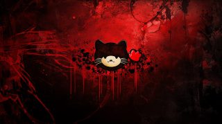 AI Wallpaper: Black and Red Hello Kitty Desktop Background