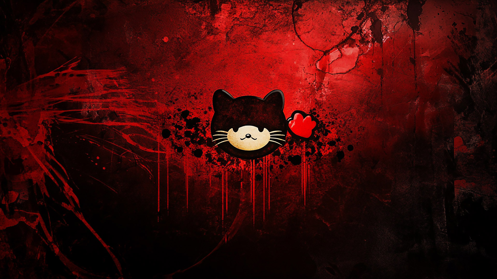 AI Wallpaper: Black and Red Hello Kitty Desktop Background