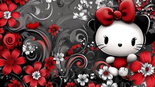 Ultra HD Black and Red Hello Kitty Wallpaper for PC