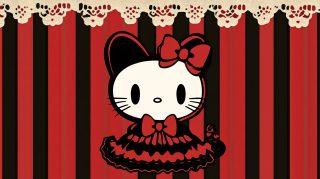 16:9 Black and Red Hello Kitty Digital Background