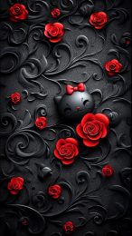 Stunning Black and Red Hello Kitty HD Mobile Wallpaper