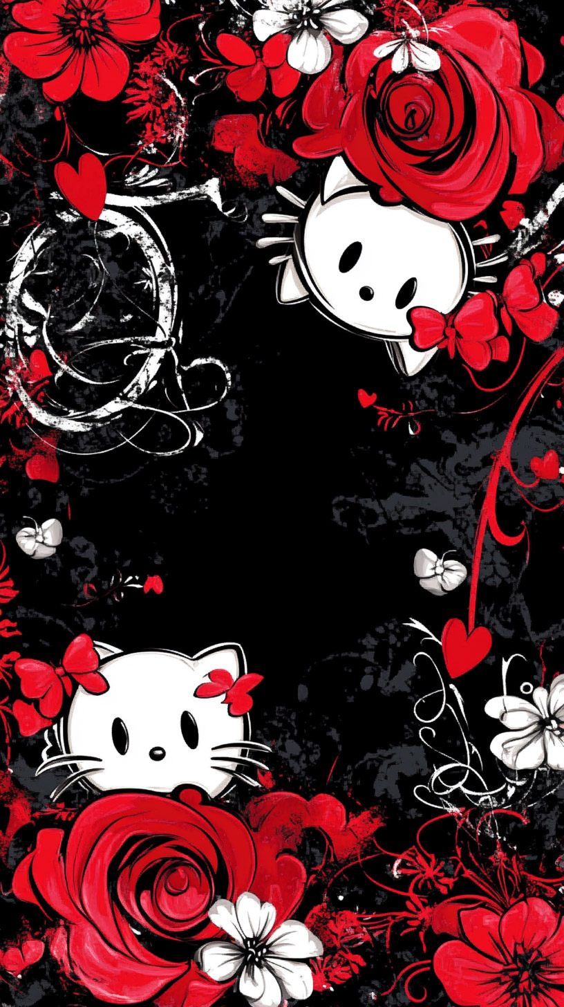 Download Free Black and Red Hello Kitty Phone Image