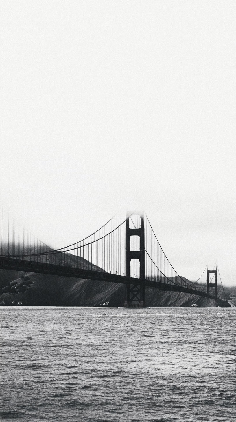 Black and White Golden Gate Bridge HD Mobile Wallpaper