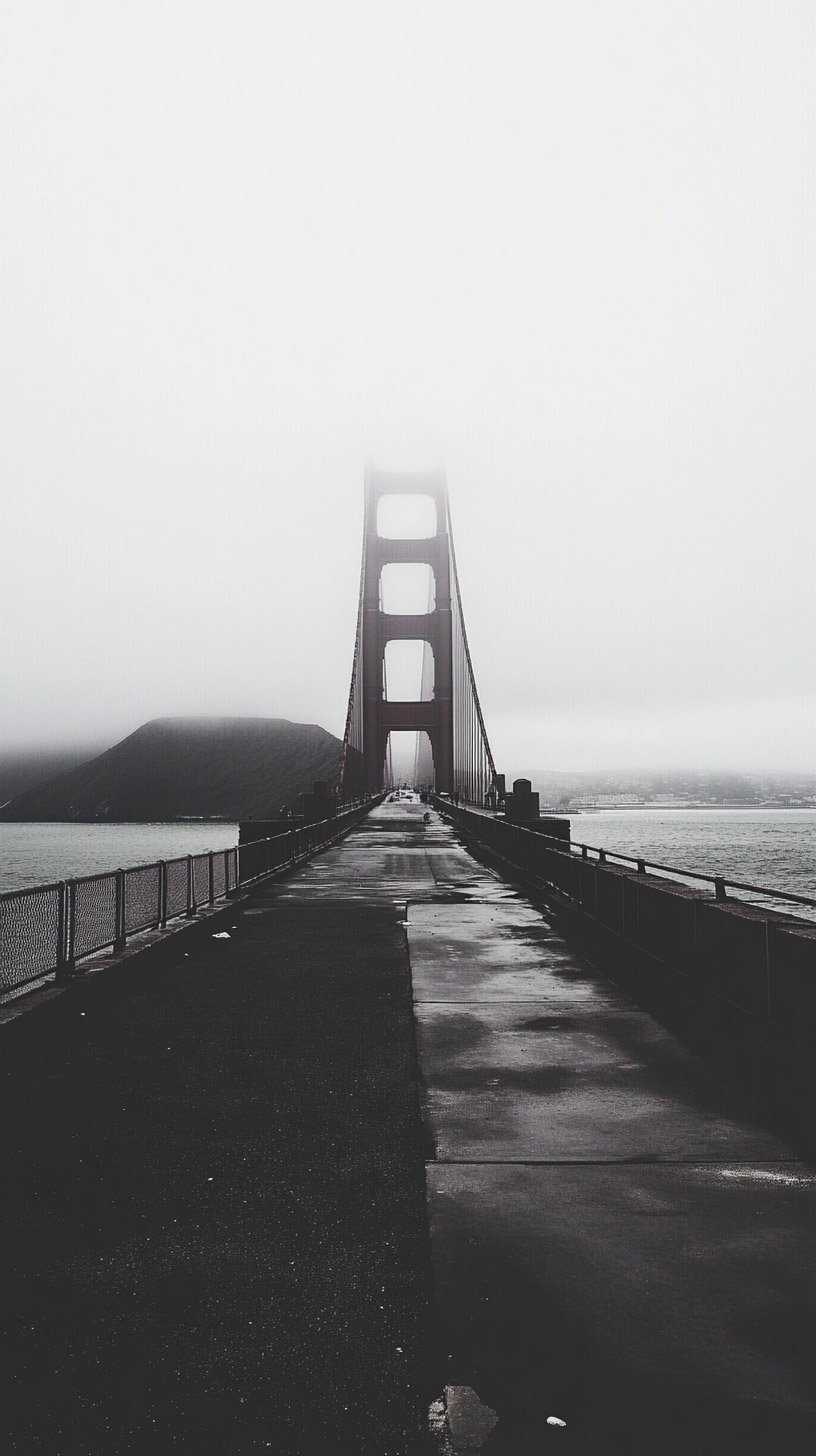 Unique Digital Background of Golden Gate in Monochrome