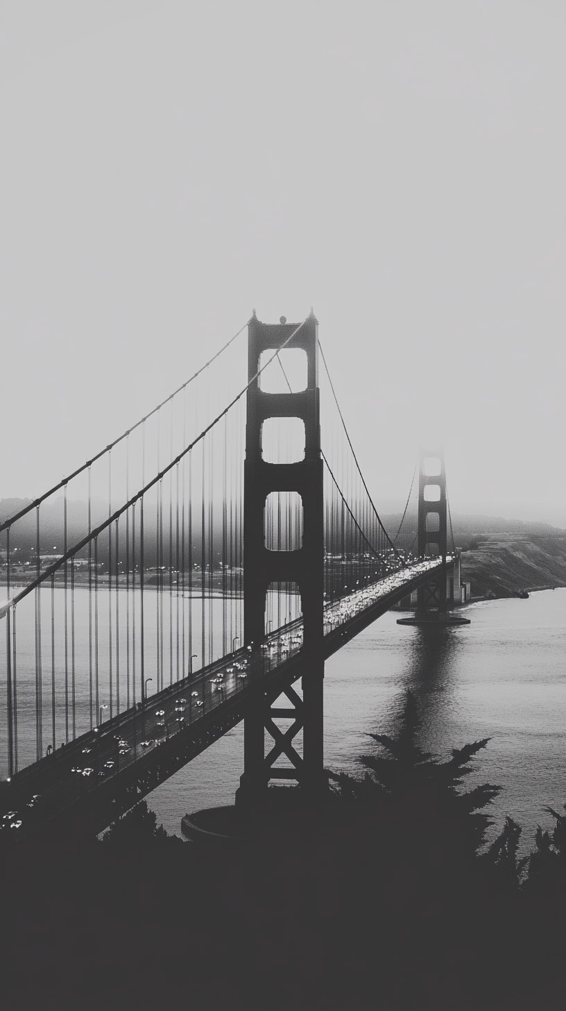 Elegant Digital Background: Black and White Bridge Image