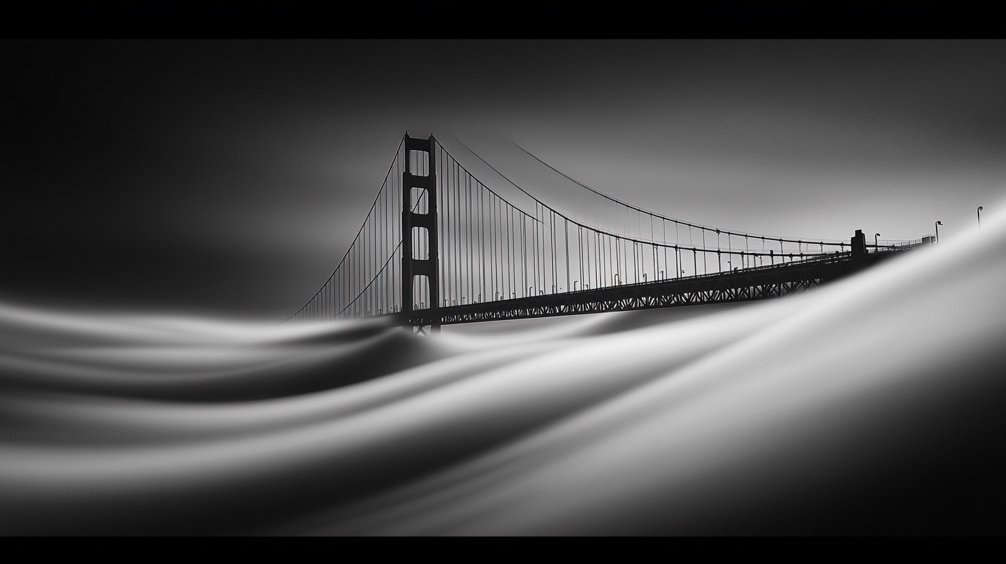 Charismatic Black-and-White Wallpaper for PC of Golden Gate