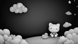 Stunning Black and White Hello Kitty Digital Background