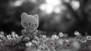 Unique AI Wallpaper: Black and White Hello Kitty