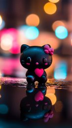 Stunning Black Android Hello Kitty HD Wallpaper for Mobile