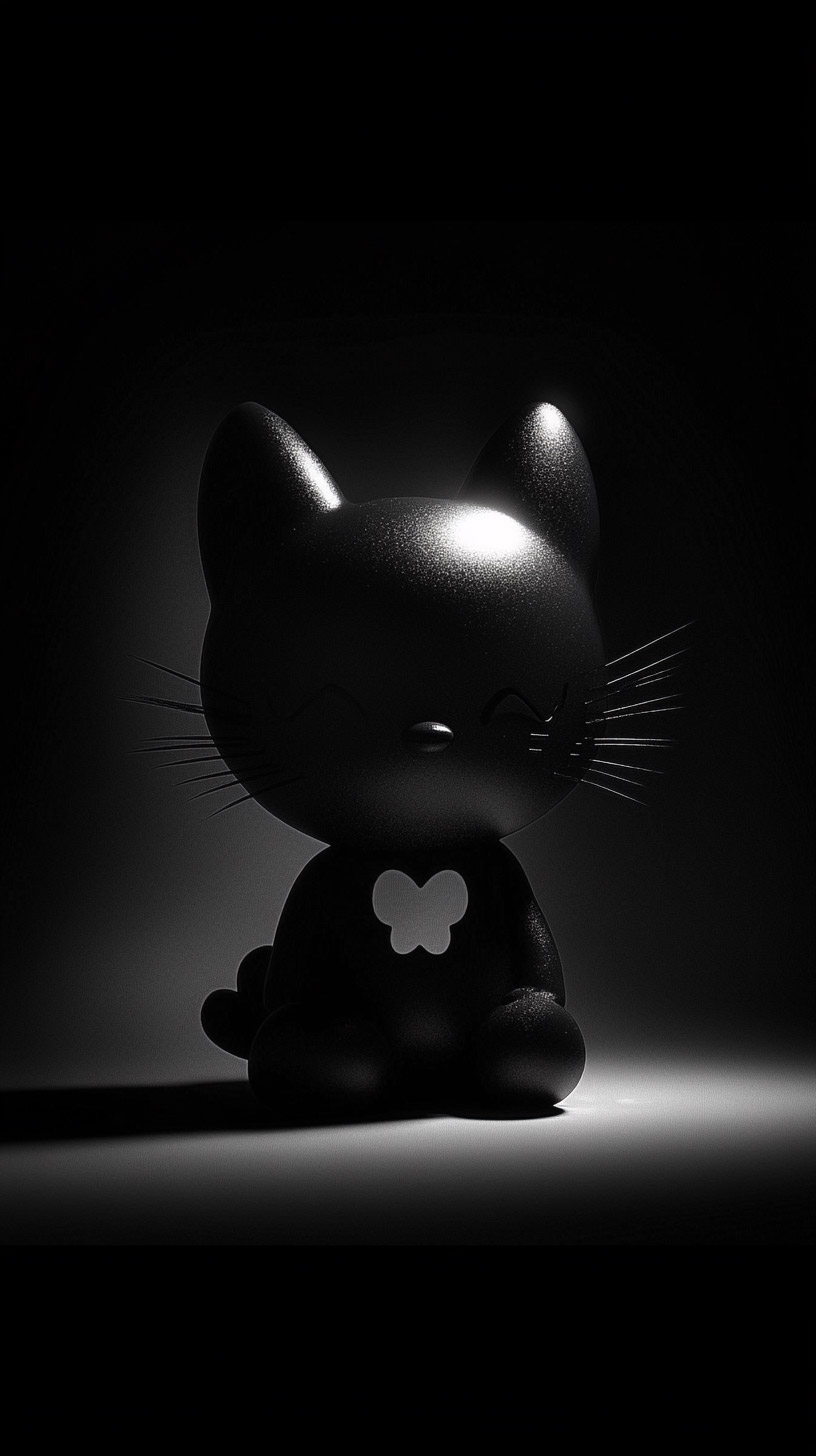 Vibrant Black Hello Kitty Image for iPhone and Android