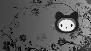 Vibrant Black Hello Kitty HD Wallpaper for a Stylish Desktop