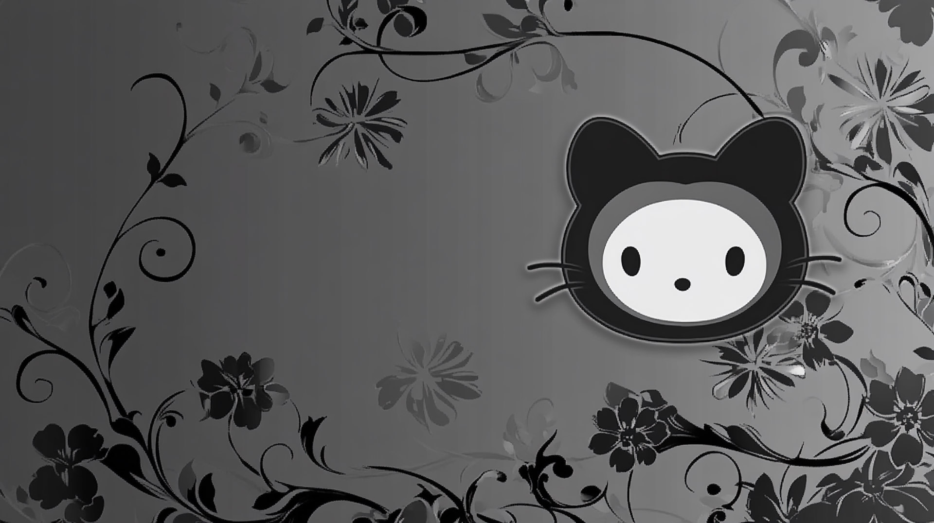 Vibrant Black Hello Kitty HD Wallpaper for a Stylish Desktop