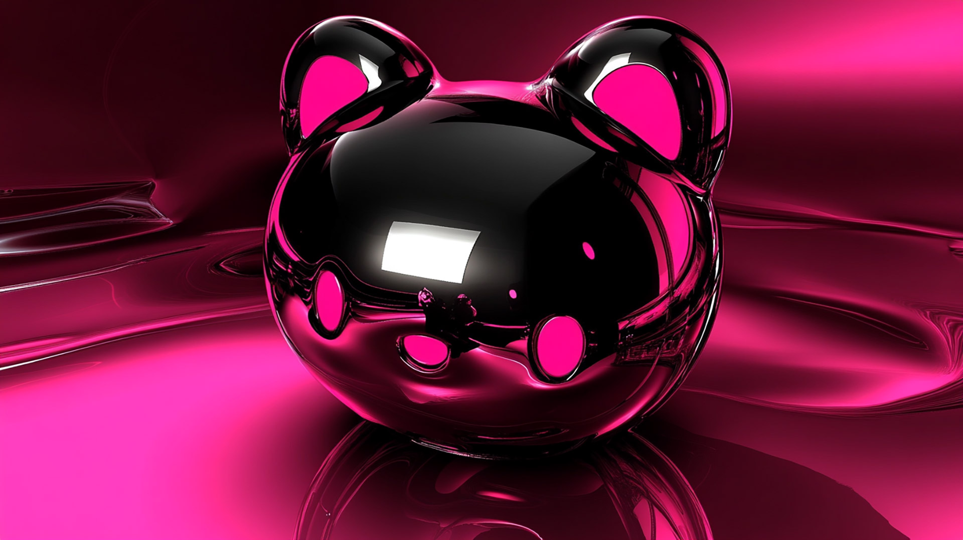 Free AI Wallpaper: Black Hello Kitty Digital Background